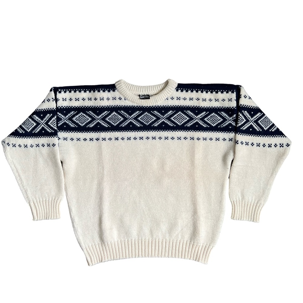 Dale of Norway Women's 100% Pure New Wool Nordic Sweater Size S Cream/Navy
